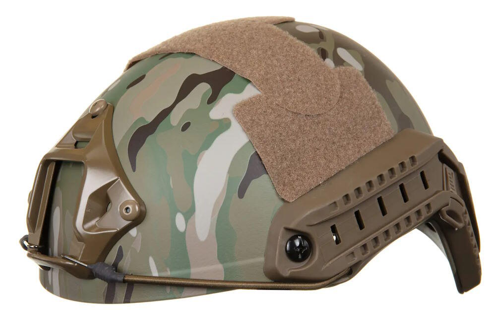 Denne hjelm har velcro på siden til montage af patches