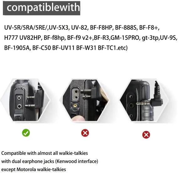 Walkie Talkies ørestykke med mikrofon